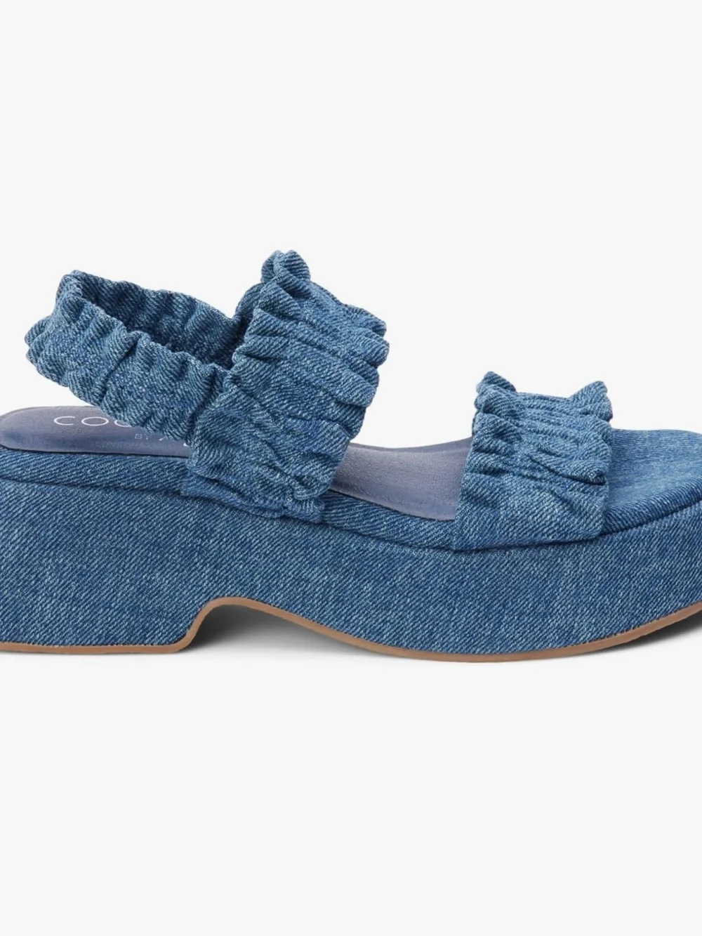 Still in Box: Coconuts by Matisse Blue Denim Ruffle-Strap Platform Sandals 8M